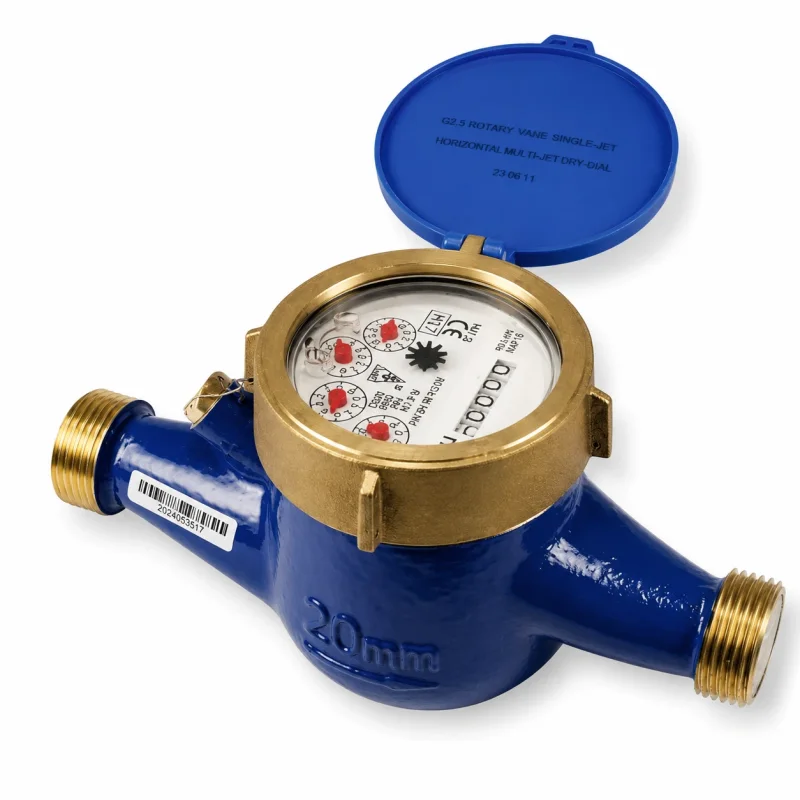 Multijet Wasserzähler Trockenläufer aus Messing mit Pulsoption und Außengewinde