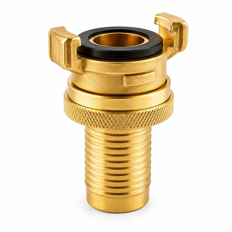 GEKA Schnellkupplung mit 25 mm Schlauchtülle und integriertem Drehgelenk aus Messing