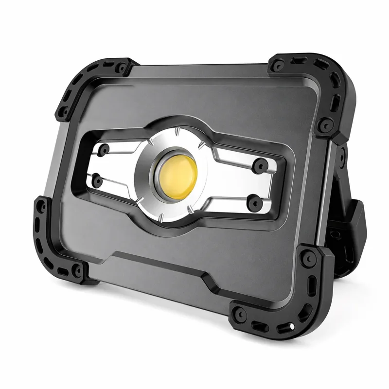 Robuste LED Arbeitslampe mit Akku, Tragegriff und USB-Powerbank-Funktion für Werkstatt und Baustelle