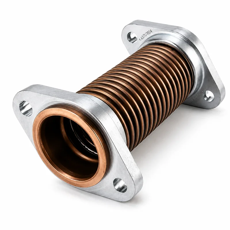 Flexibles Bronze-Wellrohr DN50 mit ovalem Stahlflansch in 180 mm und 240 mm Länge für Heizöl- und Tankanlagen