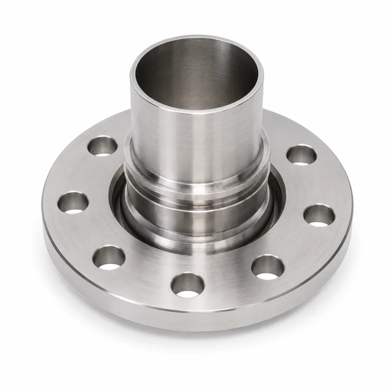 Losflansch aus Edelstahl 1.4408 mit glattem Schlauchstutzen für Schaleneinband