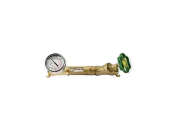 Durchflussmesser mit Absperrhahn – 1" AG x Schnellkupplung KA 40, Messing, 10 bar, 5–42 l/min
