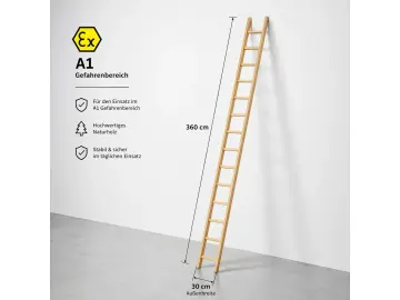 Holz Anlegeleiter 3,60m lang 30cm breit für Tankschutz