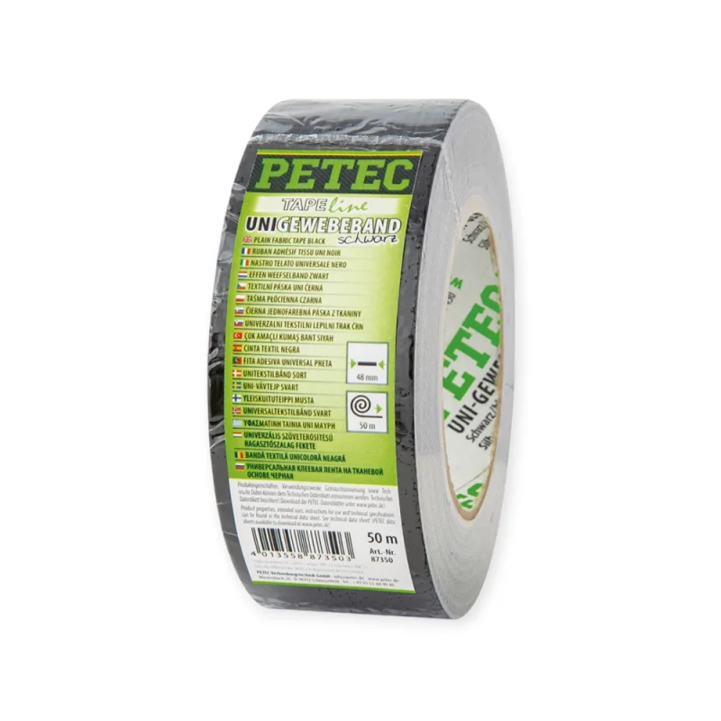PETEC Uni-Gewebeband schwarz 50m