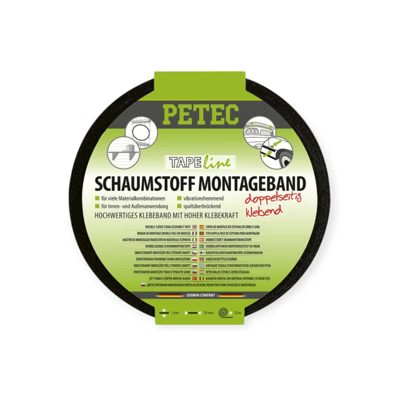 PETEC Schaumstoff-Montageband schwarz 10m