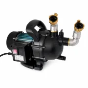 Selbstansaugende elektrische Transferpumpe mit zwei GEKA-Kupplungen für Wasserförderung, Bewässerung, Tanktechnik und industrielle Anwendungen
