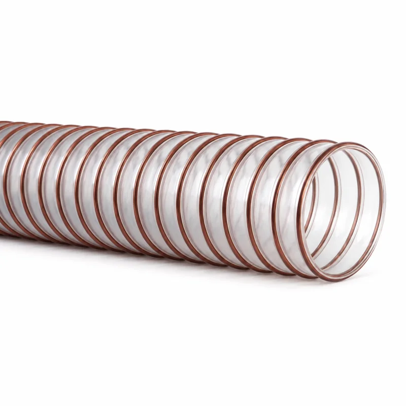 transparenter PU Absaugschlauch mit Stahlspirale für Späne Staub und Granulate