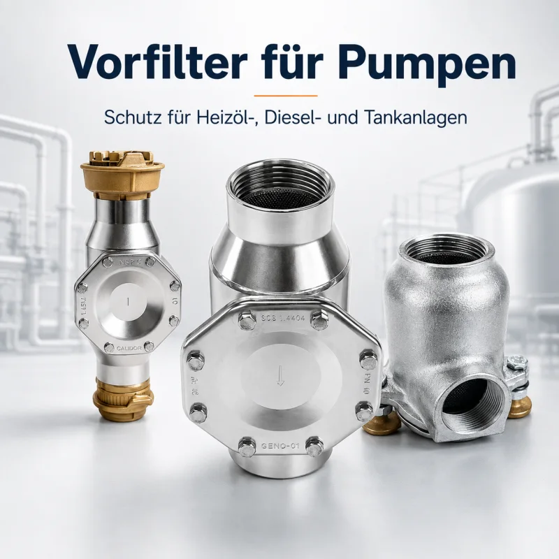 Vorfilter für Pumpen aus Edelstahl und Aluminium für Heizöl, Diesel und Tankanlagen