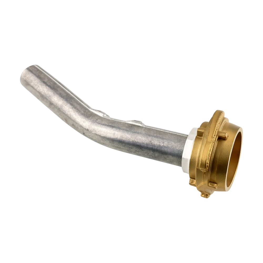 Bild 1 von Zapfrohr Füllrohr 31 x 250 mm gebogen mit Tankwagenkupplung VK Messing 2"